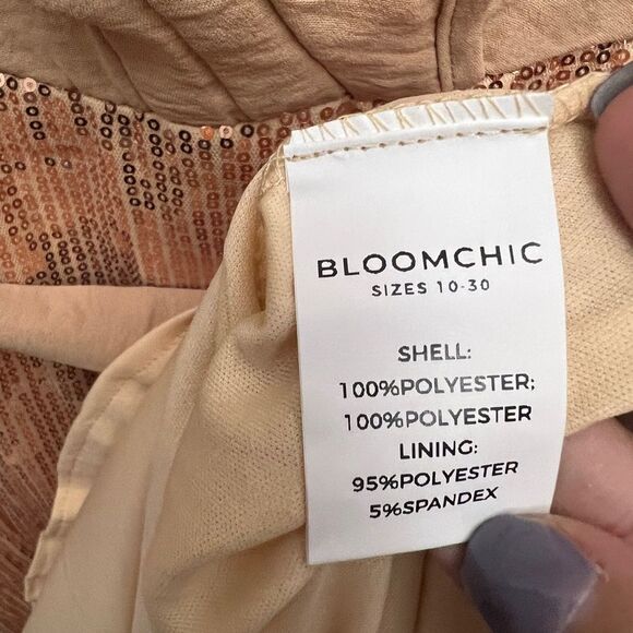 BloomChic Peach Sequin Wrap Dress - Picture 7 of 7